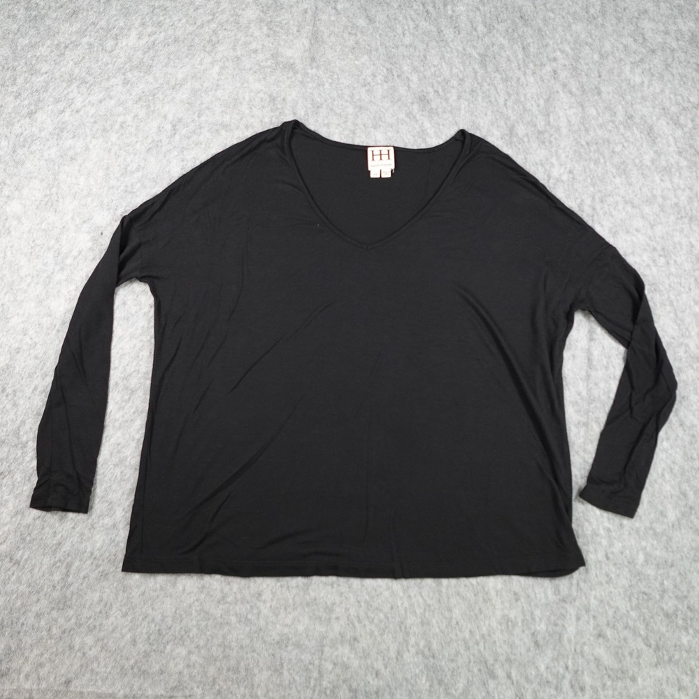 Haute Hippie Top Women Extra Small Black Modal VNeck Long Sleeve Knit Minimalist